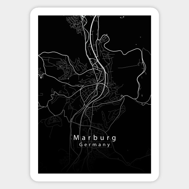 Marburg Germany City Map dark Sticker by Robin-Niemczyk